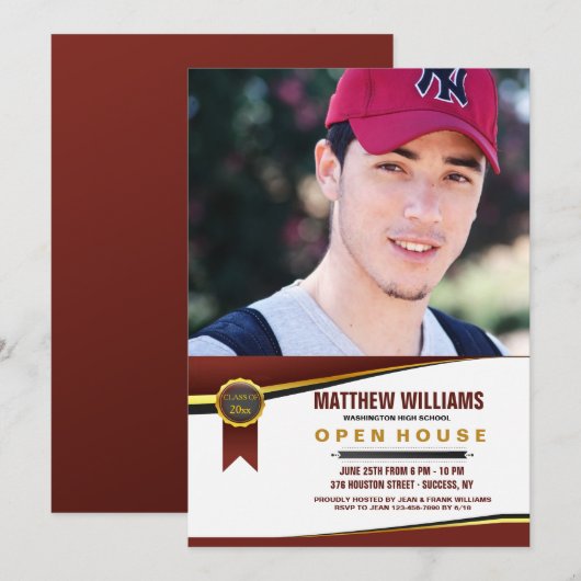 Abschluss Certificate Foto Einladung (Vorne/Hinten)