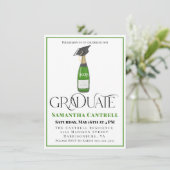 Abschluss Champagne mit Graduation Cap Class Einladung (Stehend Vorderseite)