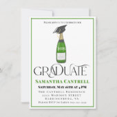 Abschluss Champagne mit Graduation Cap Class Einladung (Vorderseite)