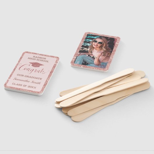 Abschluss Chic Rose Gold Pink Graduate Foto Fächer (Non-assembled)