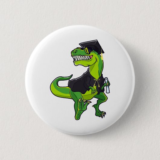 Abschluss Cl von 2025 Funny Dinosaur T-rex Graduat Button (Vorderseite)