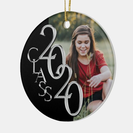 Abschluss Class 2020 Foto Black Silver Keramik Ornament (Links)