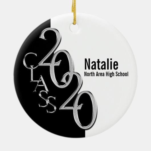 Abschluss Class 2020 Foto Black Silver Keramik Ornament (Hinten)