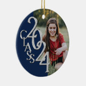 Abschluss Class 2020 Foto Blue Silver Keramik Ornament (Rechts)