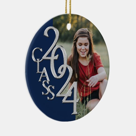 Abschluss Class 2020 Foto Blue Silver Keramik Ornament (Rechts)