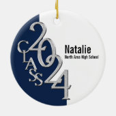 Abschluss Class 2020 Foto Blue Silver Keramik Ornament (Hinten)