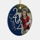 Abschluss Class 2021 Foto Blue Silver Keramik Ornament (Rechts)