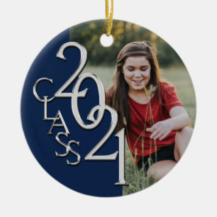 Abschluss Class 2021 Foto Blue Silver Keramik Ornament