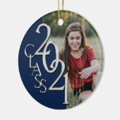 Abschluss Class 2021 Foto Blue Silver Keramik Ornament (Links)