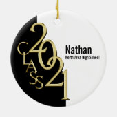 Abschluss Class 2021 Foto Schwarz mit Gold Keramik Ornament (Hinten)