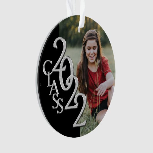 Abschluss Class 2022 Foto Black Silver Ornament (Vorderseite)