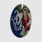 Abschluss Class 2022 Foto Blau-Silberschmuck Ornament (Vorderseite)