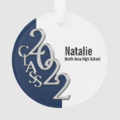 Abschluss Class 2022 Foto Blau-Silberschmuck Ornament (Rückseite)