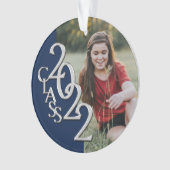 Abschluss Class 2022 Foto Blau-Silberschmuck Ornament (Vorderseite)