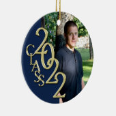 Abschluss Class 2022 Foto Blue mit Gold Keramik Ornament (Rechts)