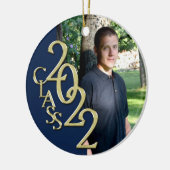 Abschluss Class 2022 Foto Blue mit Gold Keramik Ornament (Links)