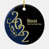 Abschluss Class 2022 Foto Blue mit Gold Keramik Ornament (Hinten)