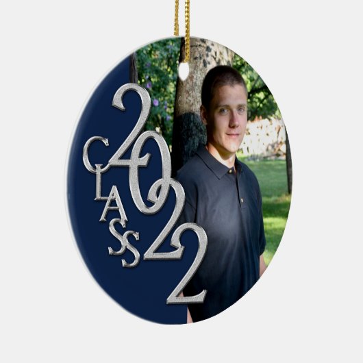 Abschluss Class 2022 Foto Blue Silver Keramik oder Keramik Ornament (Rechts)