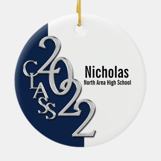 Abschluss Class 2022 Foto Blue Silver Keramik oder Keramik Ornament (Hinten)