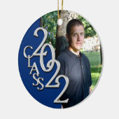 Abschluss Class 2022 Foto Blue Silver Keramik Ornament (Links)