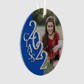 Abschluss Class 2022 Foto Blue Silver Ornament (Vorderseite)