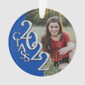 Abschluss Class 2022 Foto Blue Silver Ornament (Vorderseite)