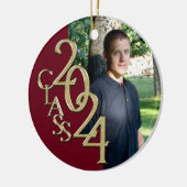Abschluss Class 2022 Foto Burgundy mit Gold Keramik Ornament (Links)
