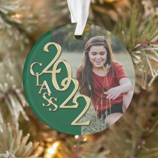 Abschluss Class 2022 Foto Green Gold Ornament (Baum)