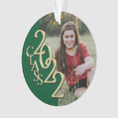 Abschluss Class 2022 Foto Green Gold Ornament (Vorderseite)