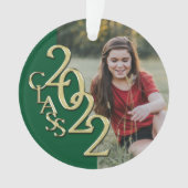 Abschluss Class 2022 Foto Green Gold Ornament (Vorderseite)