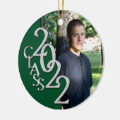 Abschluss Class 2022 Foto Grünes Silber Keramik Ornament (Links)