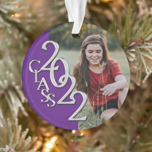 Abschluss Class 2022 Foto Lila Silberschmuck Ornament (Baum)