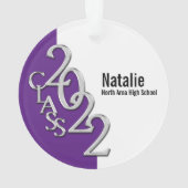 Abschluss Class 2022 Foto Lila Silberschmuck Ornament (Rückseite)