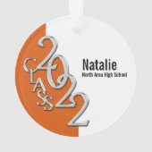 Abschluss Class 2022 Foto Orange Silver Ornament (Rückseite)