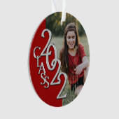 Abschluss Class 2022 Foto Rotes Silber Ornament (Vorderseite)