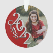 Abschluss Class 2022 Foto Rotes Silber Ornament (Vorderseite)