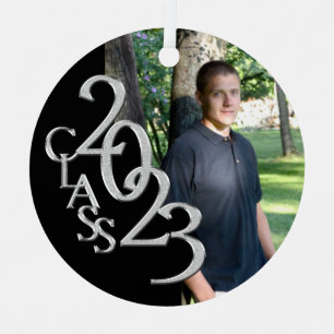 Abschluss Class 2023 Foto Black and Silver Ornament Aus Metall