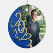 Abschluss Class 2023 Foto Blue mit Gold Keramik Ornament (Links)