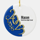 Abschluss Class 2023 Foto Blue mit Gold Keramik Ornament (Hinten)