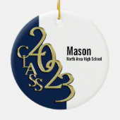 Abschluss Class 2023 Foto Blue mit Gold Keramik Ornament (Hinten)