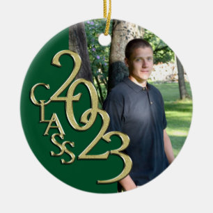 Abschluss Class 2023 Foto grün mit Gold Keramik Ornament