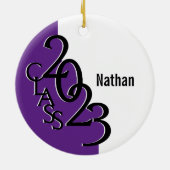 Abschluss Class 2023 Foto Lila Keramik Ornament (Hinten)