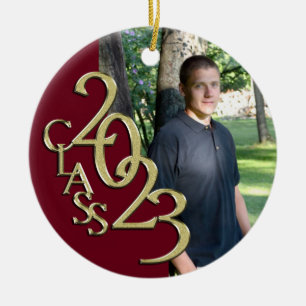 Abschluss Class 2023 Foto Maroon mit Gold Keramik Ornament