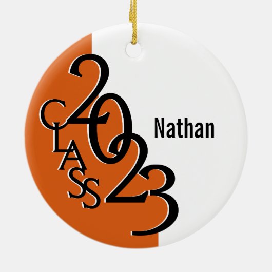 Abschluss Class 2023 Foto Orange Keramik Ornament (Hinten)