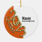 Abschluss Class 2023 Foto Orange mit Gold Keramik Ornament (Hinten)