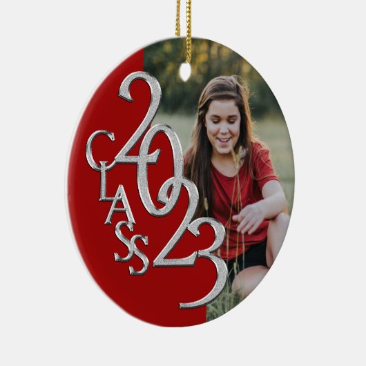 Abschluss Class 2023 Foto Red Silver Keramik Ornament (Rechts)