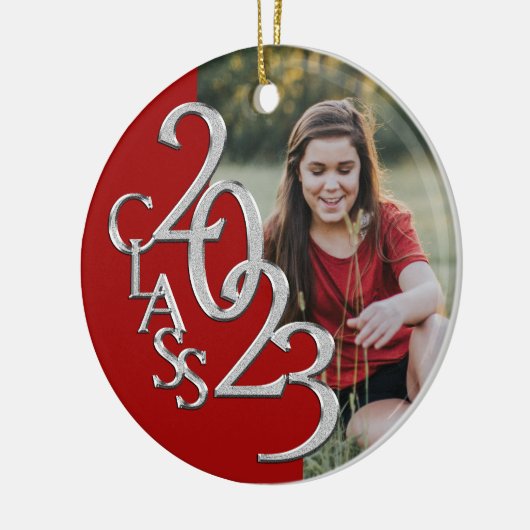 Abschluss Class 2023 Foto Red Silver Keramik Ornament (Links)