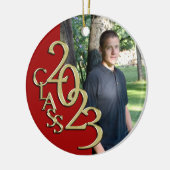 Abschluss Class 2023 Foto rot mit Gold Keramik Ornament (Links)