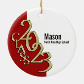 Abschluss Class 2023 Foto rot mit Gold Keramik Ornament (Hinten)