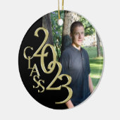 Abschluss Class 2023 Foto Schwarz mit Gold Keramik Ornament (Links)